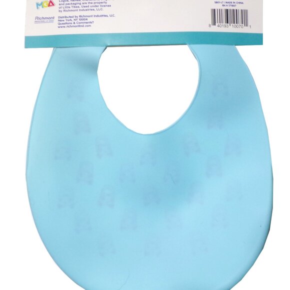 LITTLE TIKES Blue & Pink Silicone BABY BIB Deep Pocket & Adjust. Strap BPA+Phtha - Picture 4 of 5